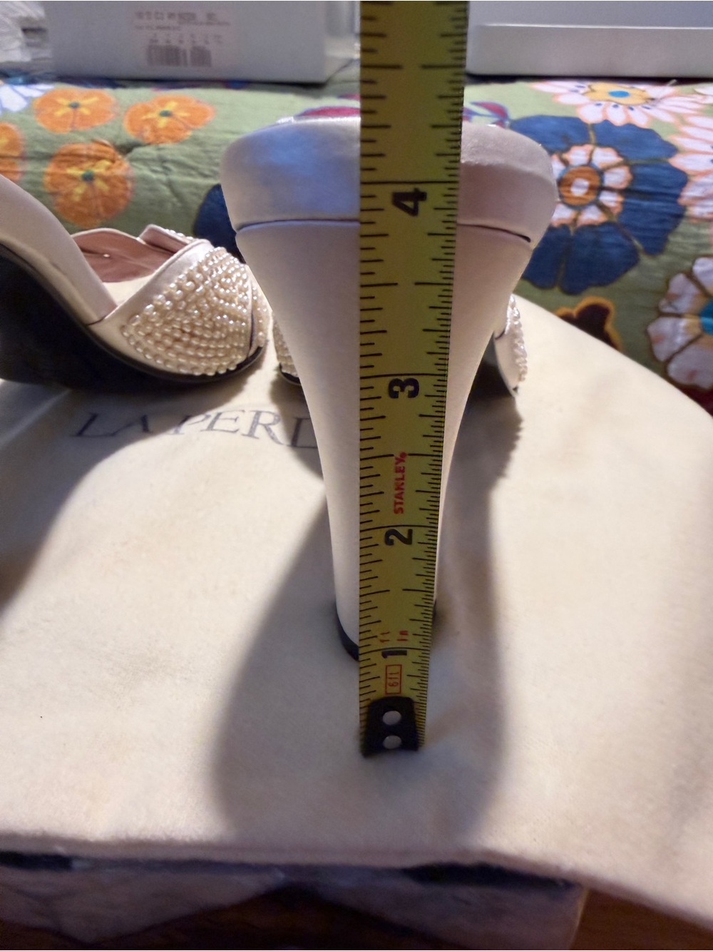 Vintage La Perla Ivory Pearl-Embellished Slide Heels - Picture 12 of 15